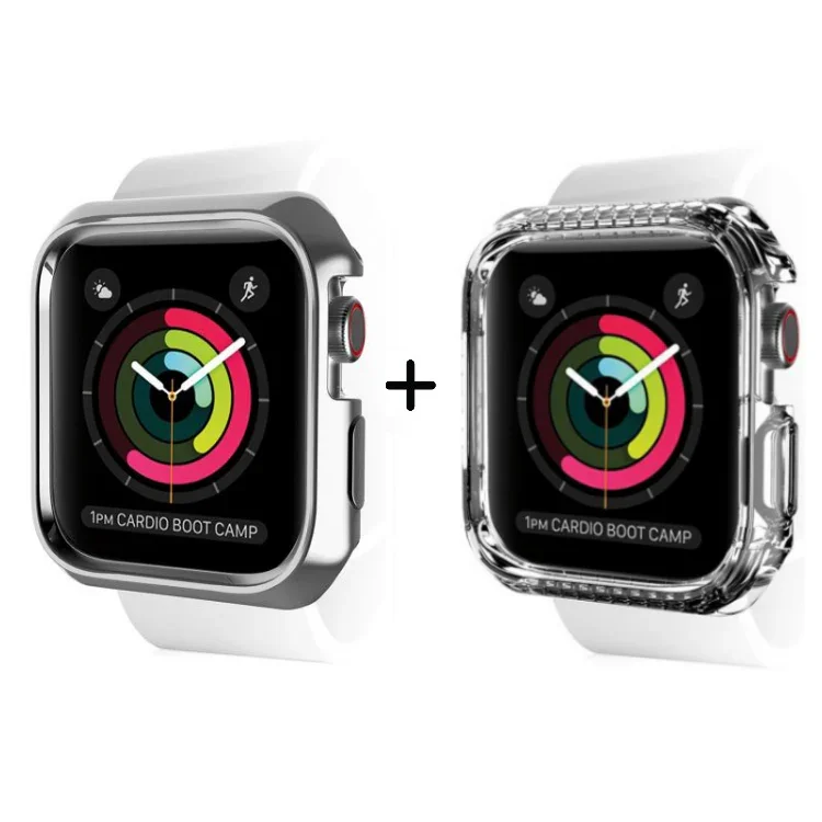 Itskins Spectrum Metal Cover For Apple Watch 44/45mm - Silver + Clear 2Pcs - Tashqila Itskins Spectrum Metal Cover For Apple Watch 44/45mm - Silver + Clear 2Pcs - Tashqila